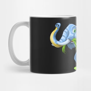 Blue Elephant Cartoon Artwork Mug